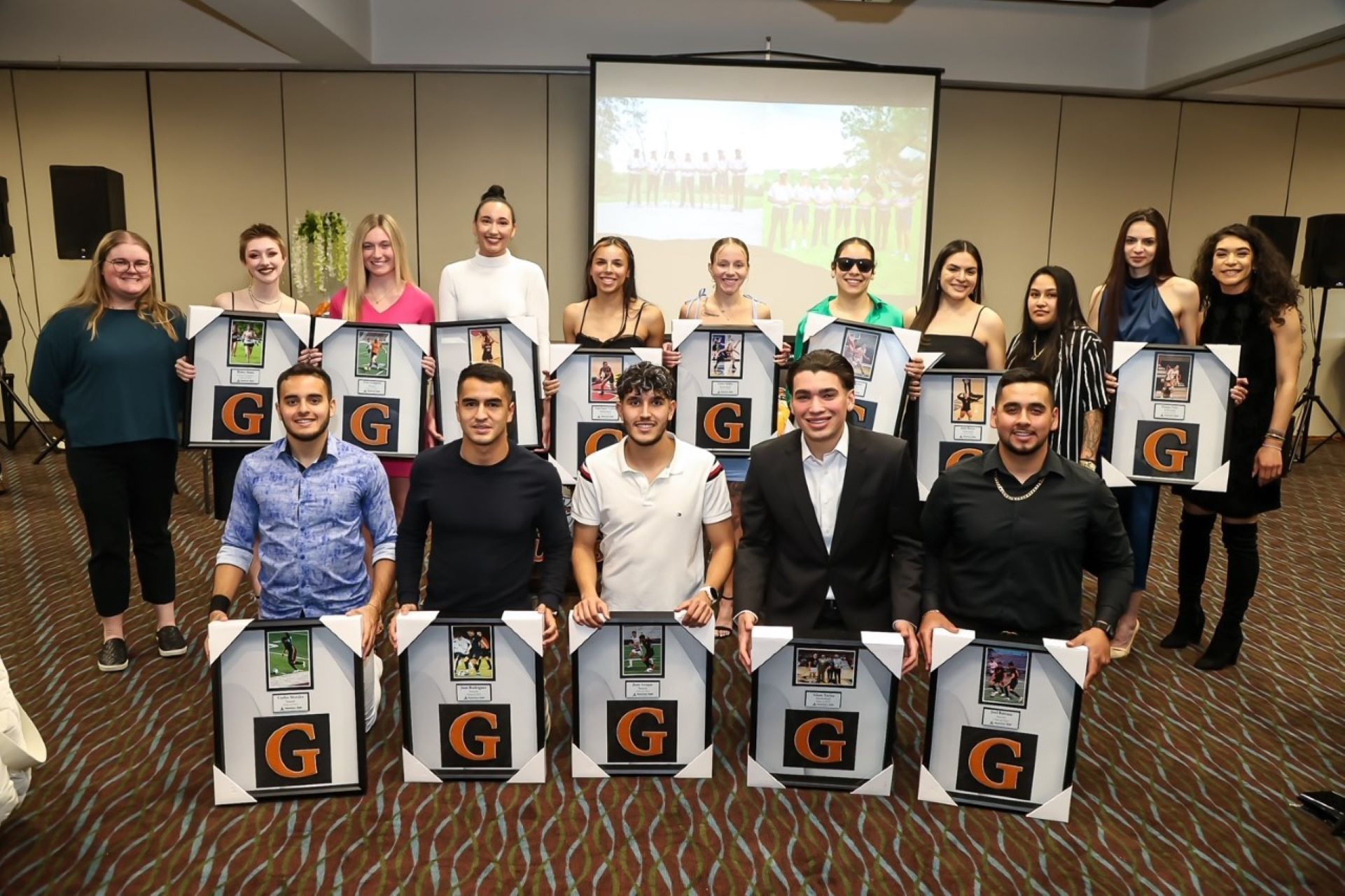 GSU's Alumni Association awarded the 2023 Jaguar seniors graduating with the "G" awards at the Sports Banquet last month.