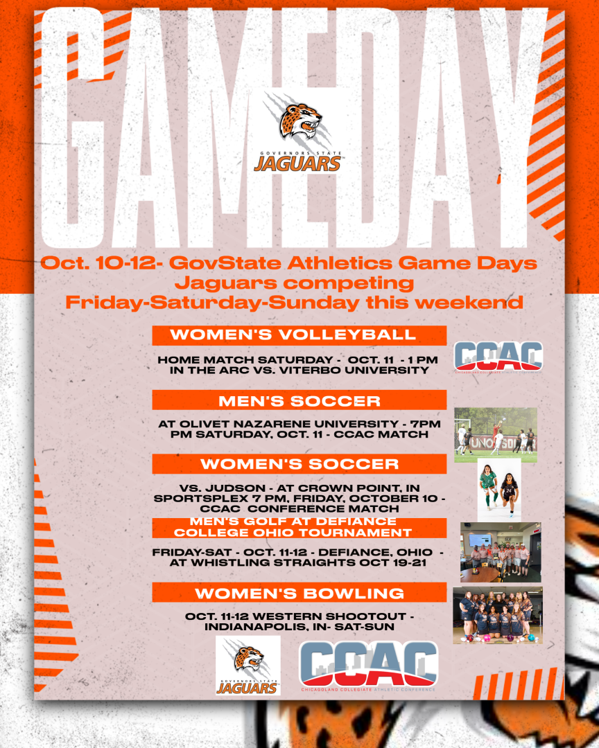 Weekend Game Day Schedules - October 10-12 - for GovState Athletics teams both home and on the road Friday - Saturday - Sunday.