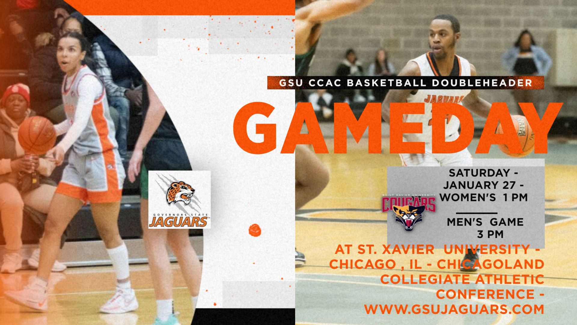 Men's - Women's CCAC Doubleheader Saturday Afternoon at Saint Xavier - 1 & 3 PM Games