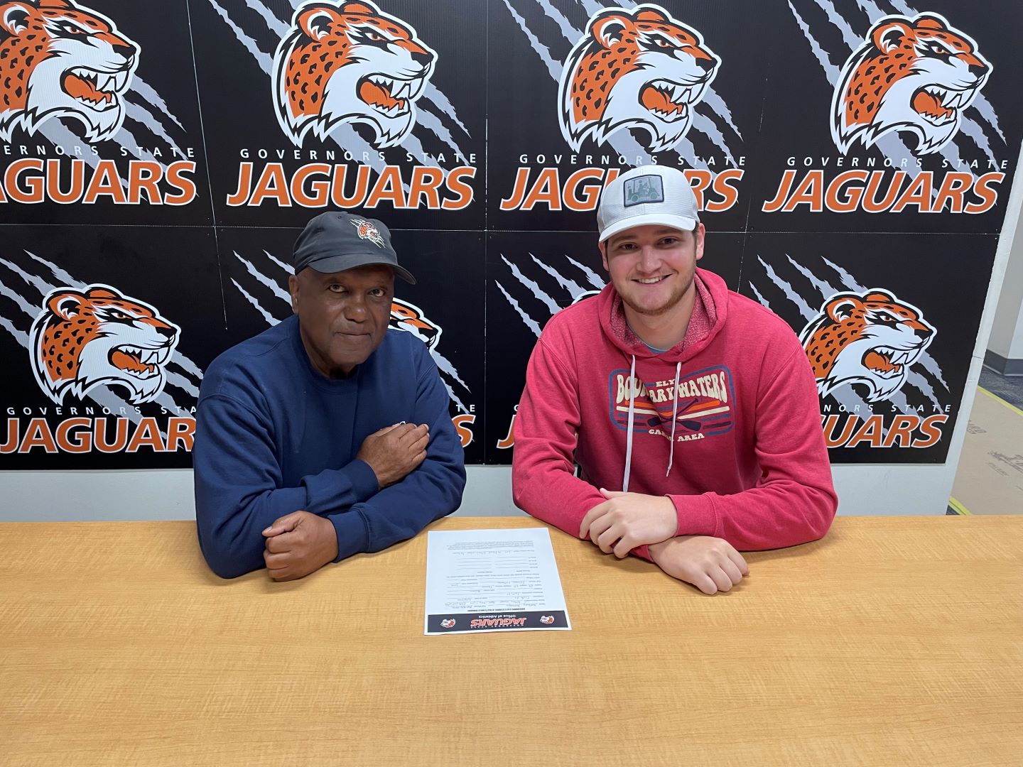 Coach Hawkins (L) with new GSU men's golfer Anthony Kernagis.