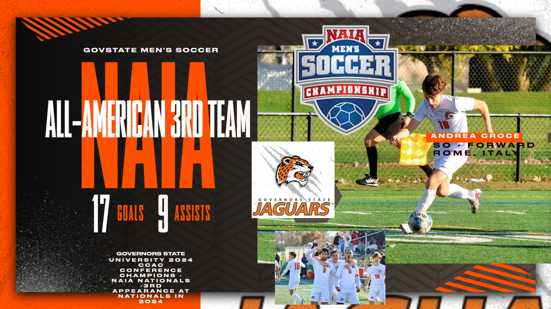 Jaguars Men's Soccer Andrea Croce Named To NAIA All-American 3rd Team