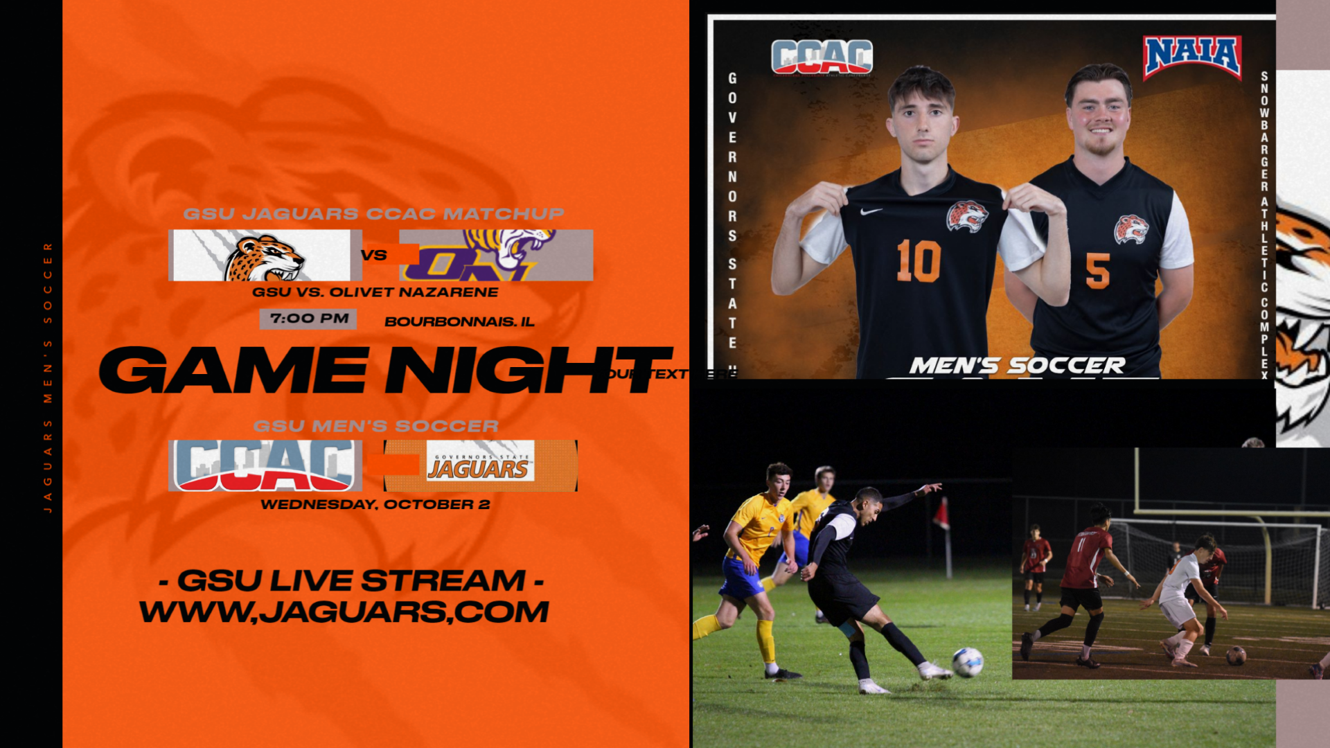 GSU Wins Battle For CCAC Conference Men's Soccer First Place Winning 5-2 at Olivet Nazarene
