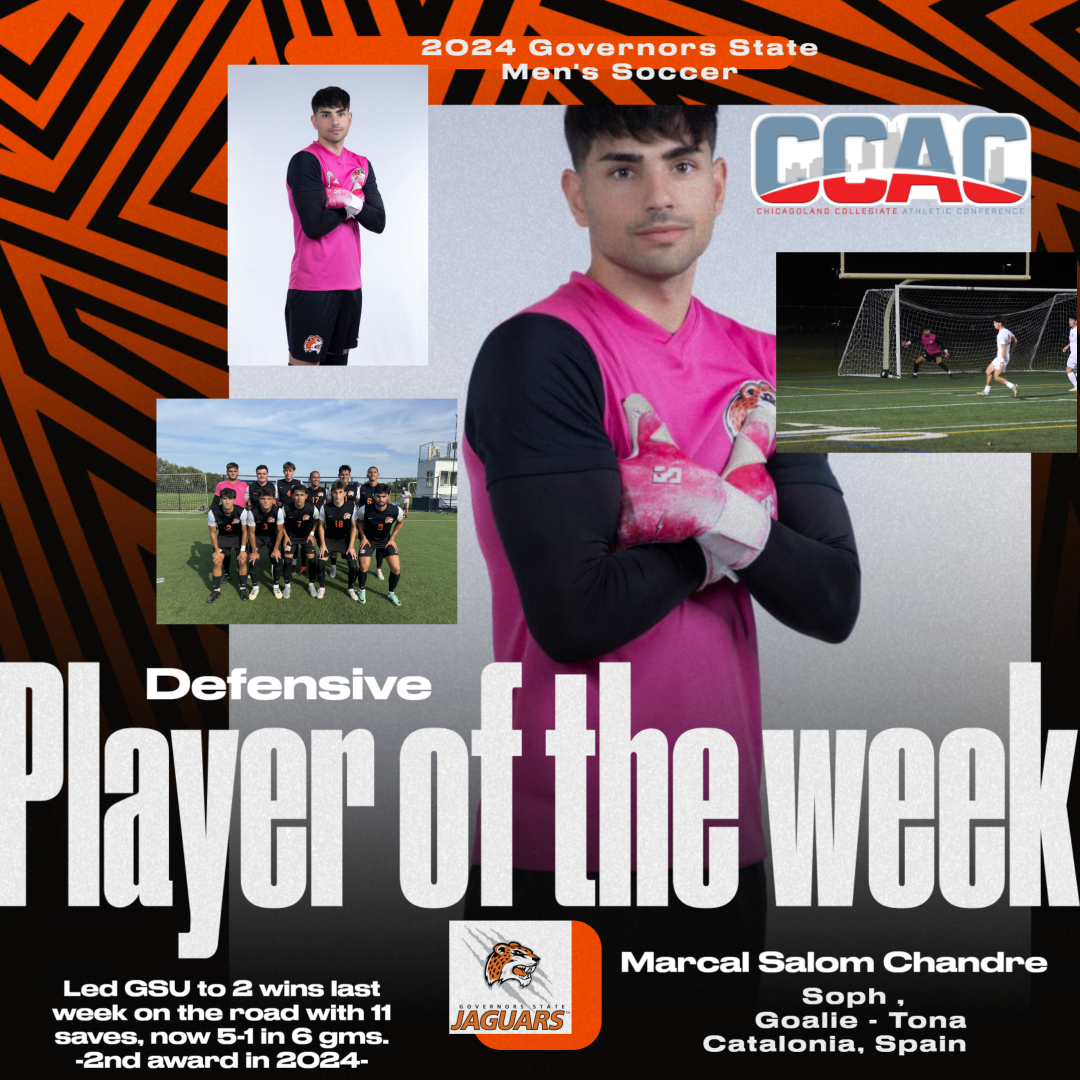 Jaguar Goalie Marcal Salom Chandre Named CCAC Defensive Player of Week - 2nd Award in 2024 -