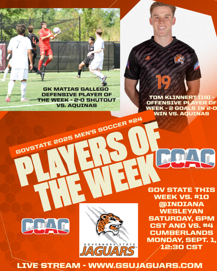 Jaguars Men's Soccer CCAC Players of the Week - Matias Gallego -  Tom Klinnert - GovState #24 -