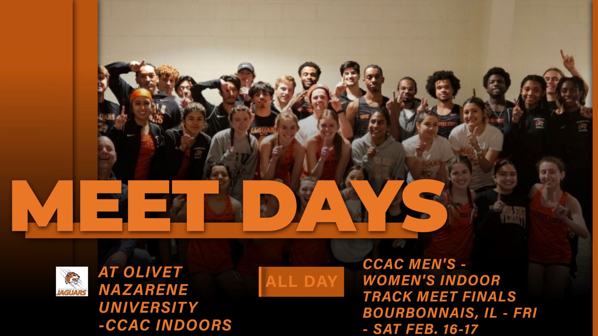 CCAC MEN'S - WOMEN'S INDOOR TRACK CHAMPIONSHIP - BOURBONNAIS, IL - FRI - SAT FEB. 16-17 - Women's Team Finishes 7th of 8 Teams - Men's Teams 8th Place Finish -