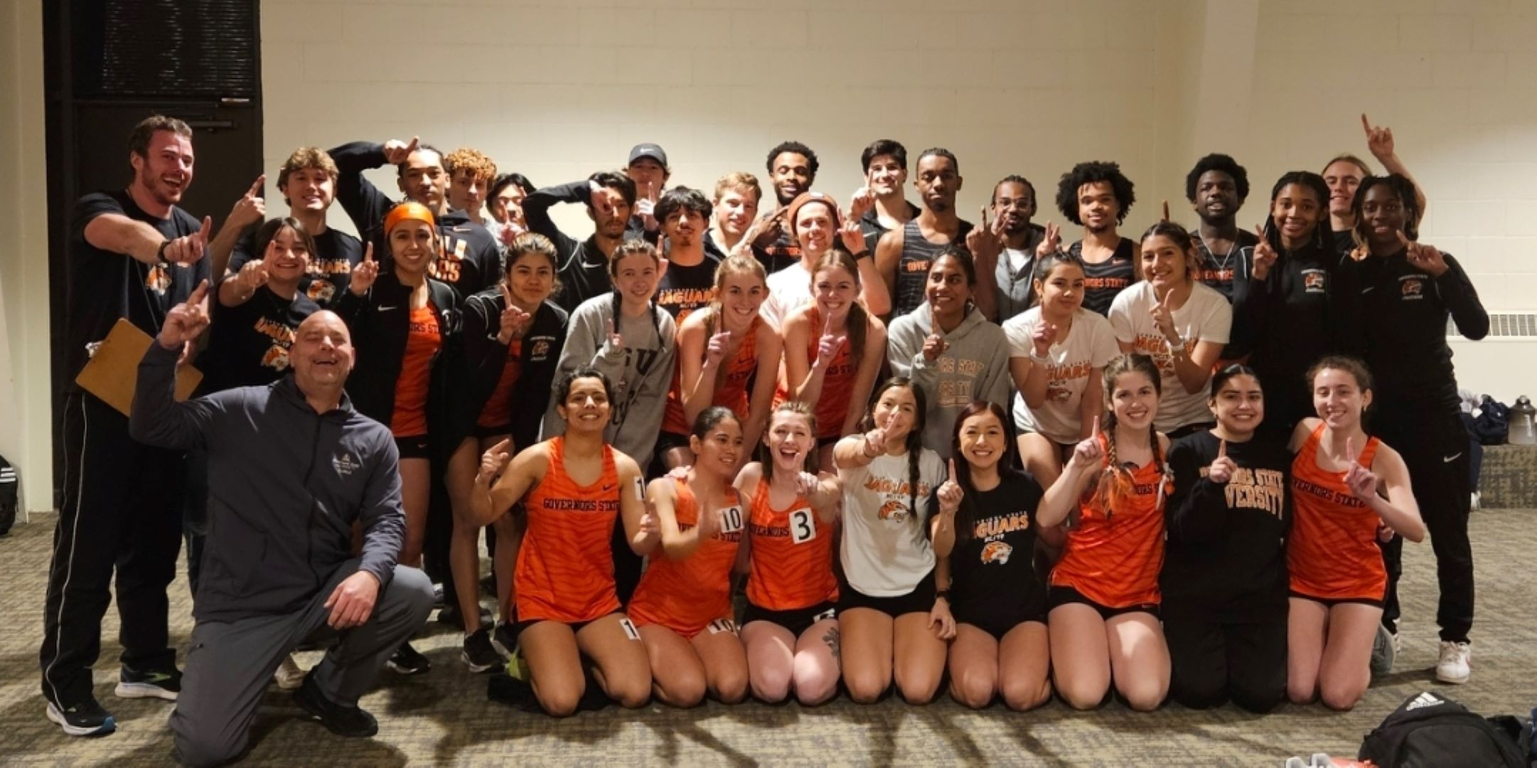GSU's men's and women's indoor track team pictured at ONU Meet 1/26/24.