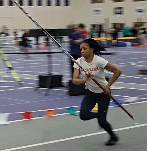 GovState pole vaulter Courben Session set a new school record at the Olivet Nazarene University season opening indoor meet last weekend in Bourbonnais, IL.