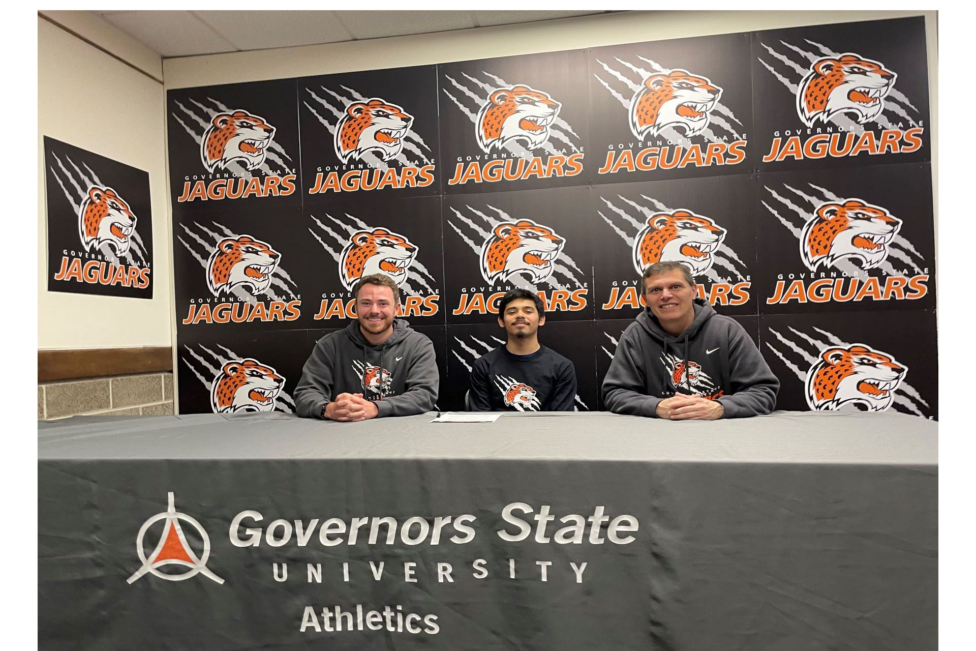 GSU Head Coach John Niendorf(L), Alex Ortiz, Assistant Coach Dave Lagehoff.
