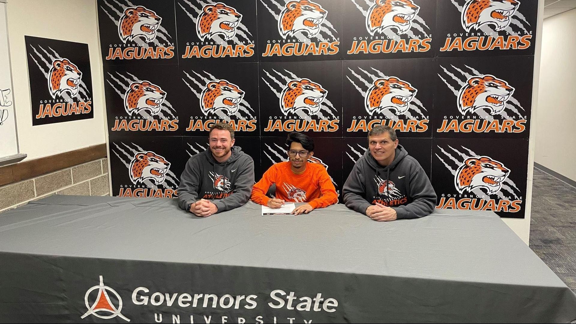 GSU Head Coach John Niendorf (L), Daniel Zavala, Assistant Coach Dave Ladehoff.
