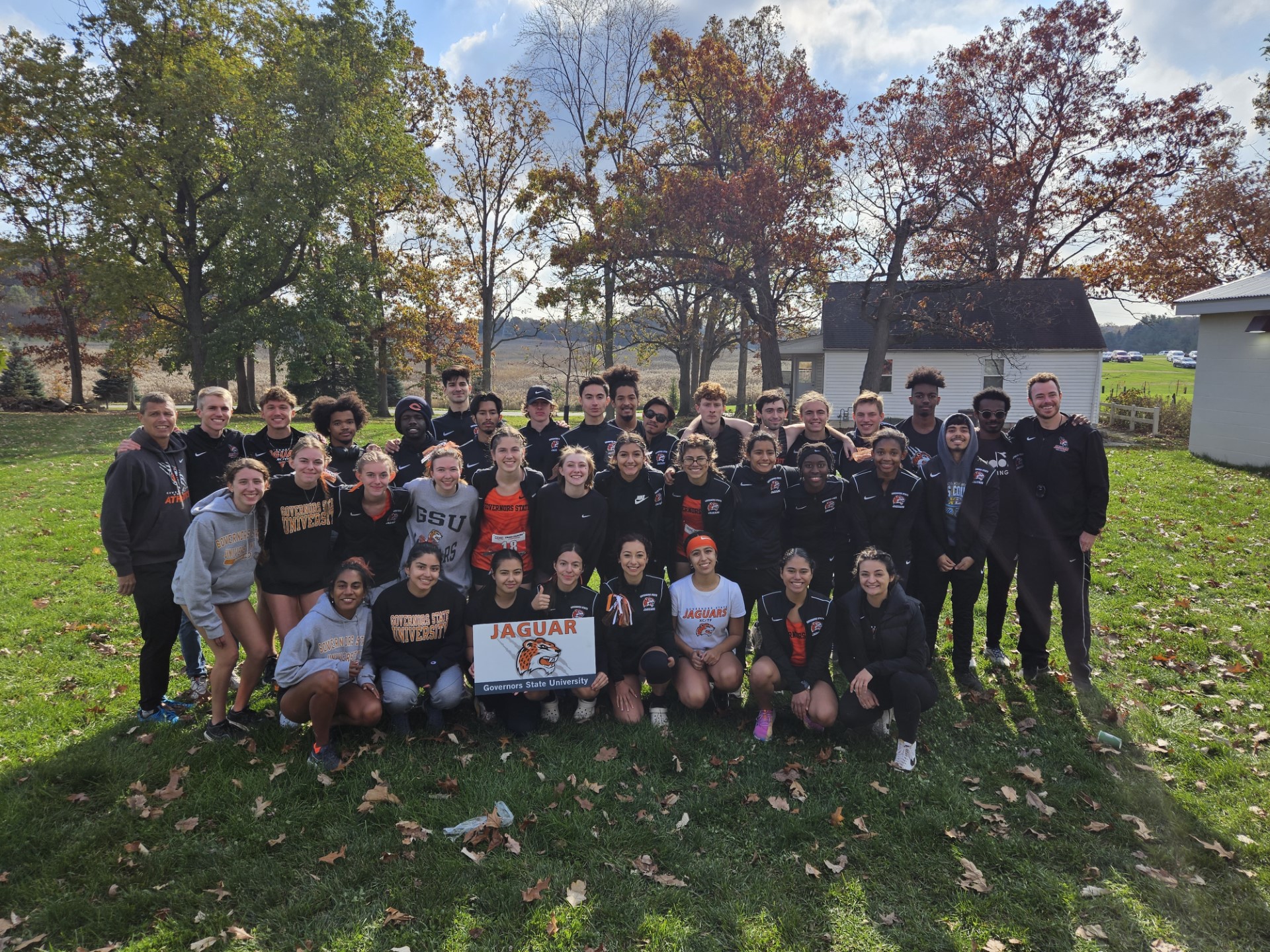 GSU's men's and women's cross country team pictured at the CCAC Championship Meet, November 4 in Valparaiso, Indiana.