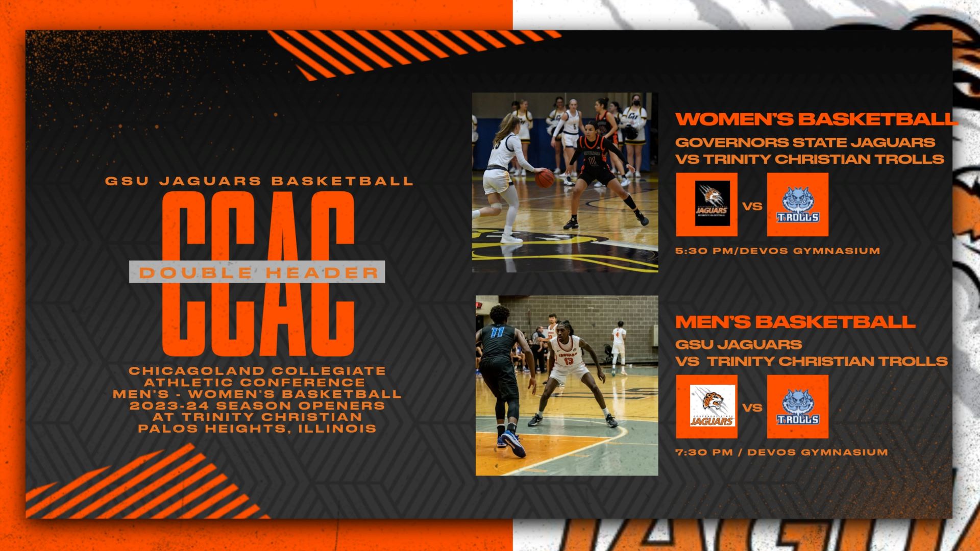 GSU JAGUARS BASKETBALL TEAMS OPEN CCAC SEASON WITH TWO ROAD WINS AT TRINITY CHRISTIAN
