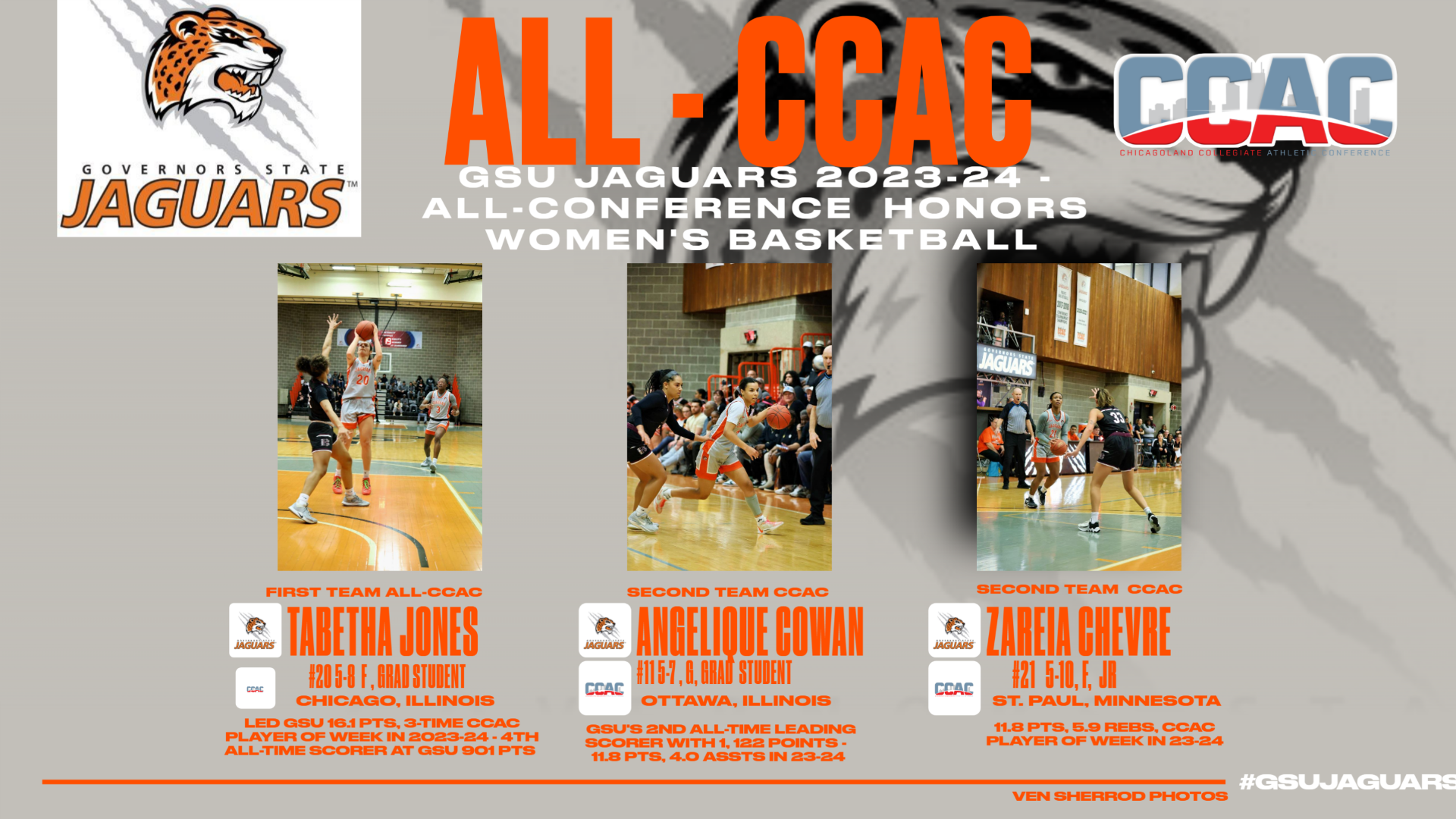 Tabetha Jones, Angelique Cowan, Zareia Chevre Named To All-CCAC Post-Season Honors Teams
