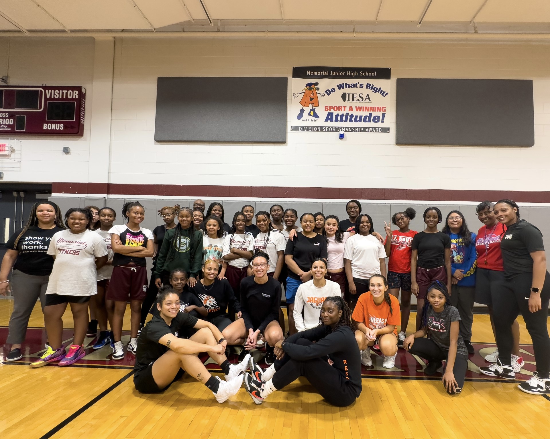 GSU Women's Basketball at Lansing Memorial Junior High with the 7th and 8th grade teams earlier in October.