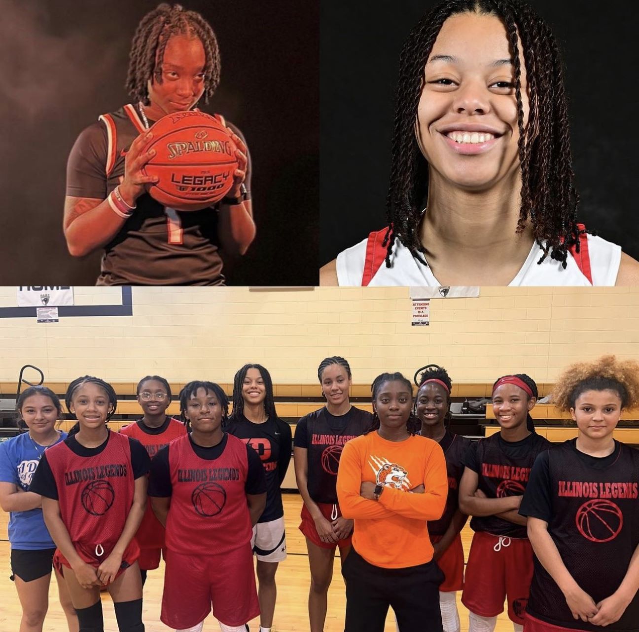 (L) - GSU's Ce'niyah Hampton and former high school teammate Nayo Lear with the Illinois Legends event this Summer.