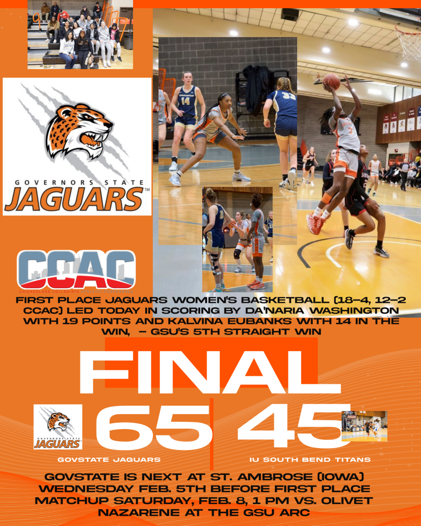 First Place Jaguars Win Fifth Straight Game Beat IU South Bend 65-45 Saturday in ARC