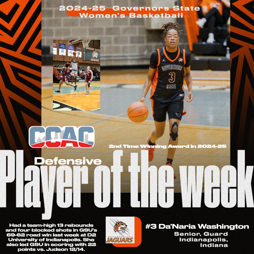 Da'Naria Washington Named CCAC Conference Defensive Player of the Week - Second Time in 2024-25 -