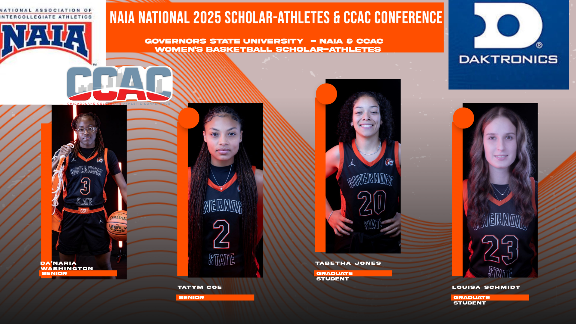 GovState Women's Basketball 2024-25 Scholar Athletes -Daktronics - CCAC Conference Awards