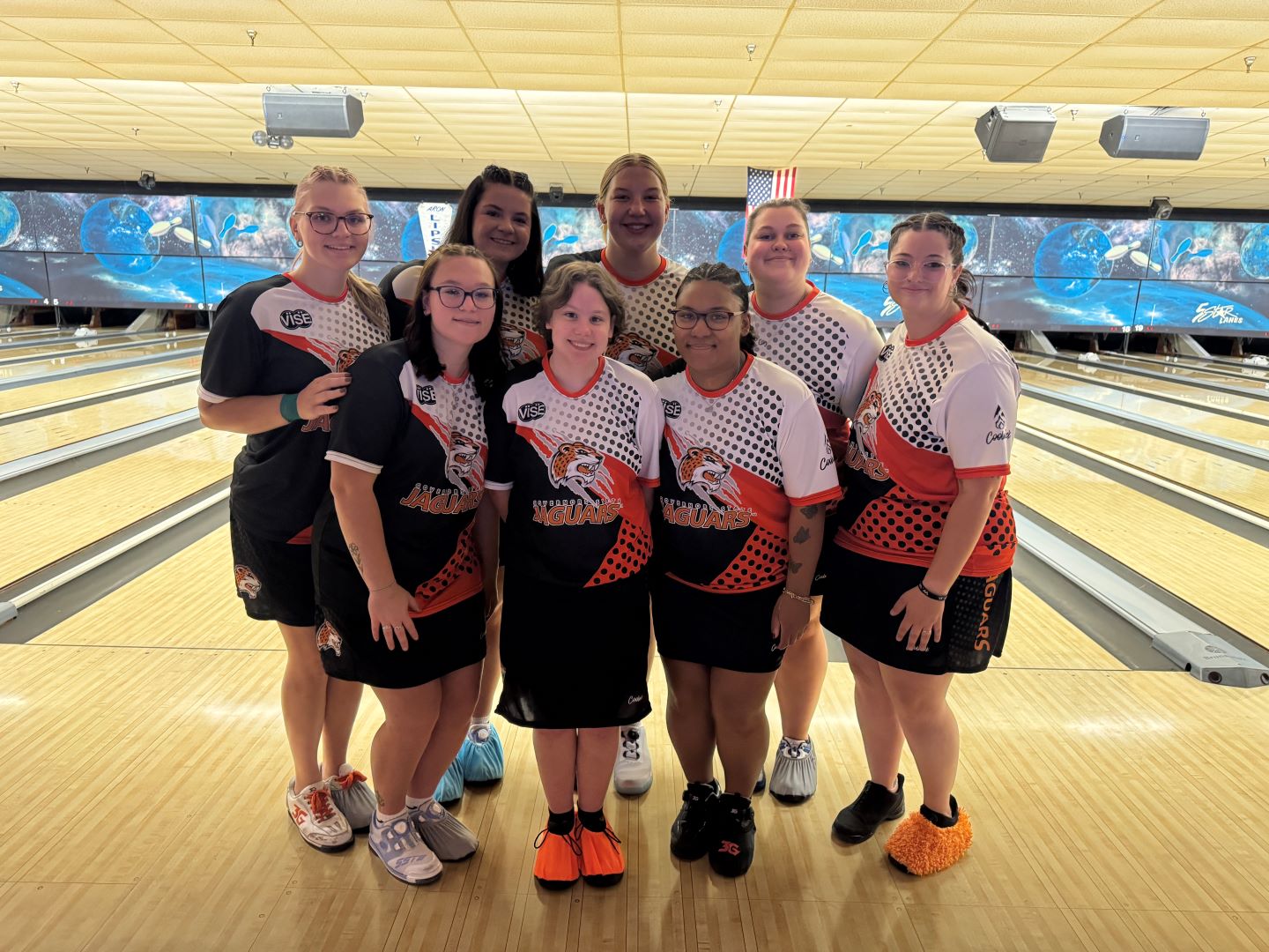 2025-26 Women's Bowling team pictured at last weekend's Midwest Collegiate Tournament in Detroit, Michigan.