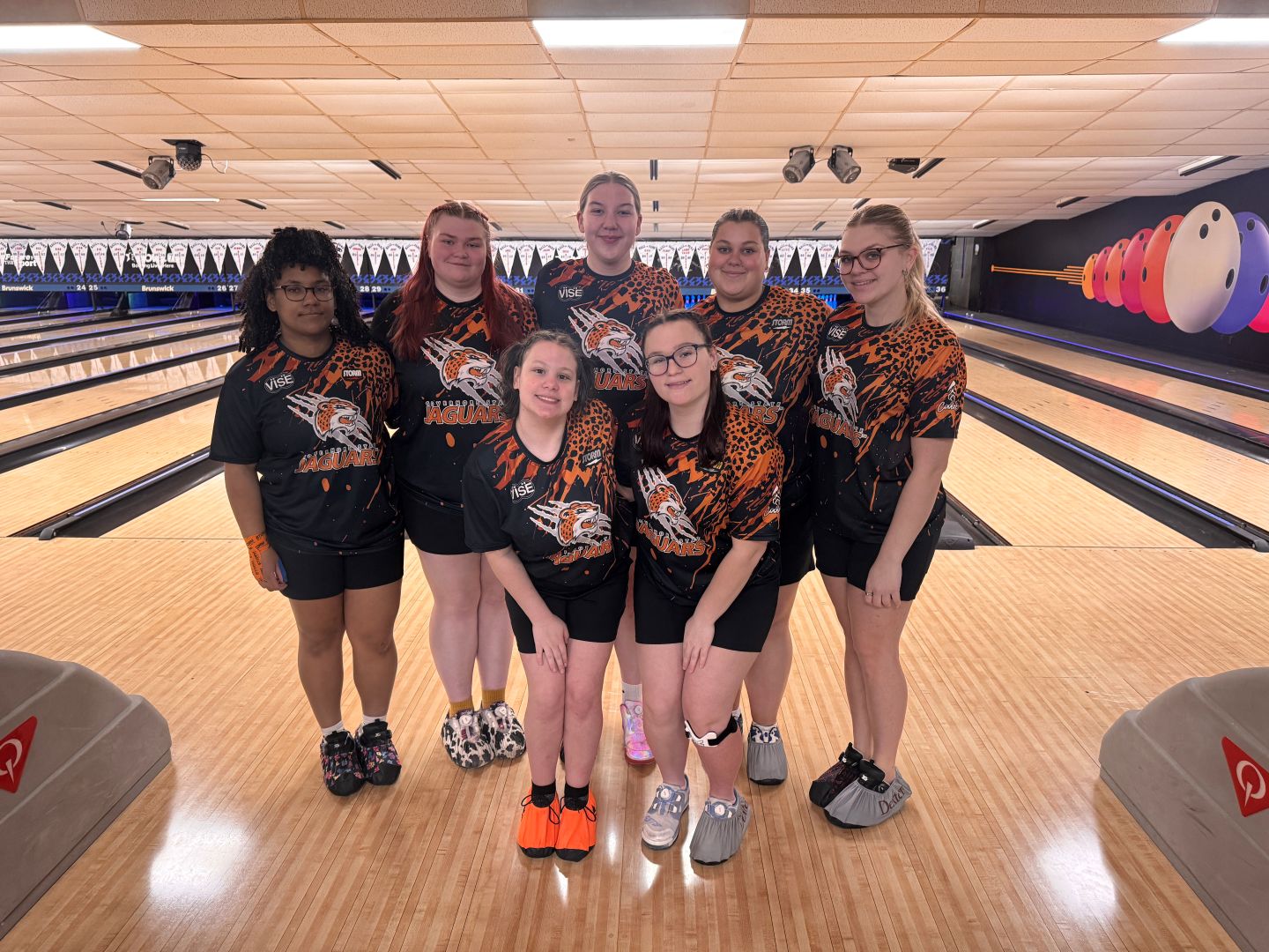 GovState women's bowling team pictured at the Waterloo, Iowa Tournament, Sunday, February 1.