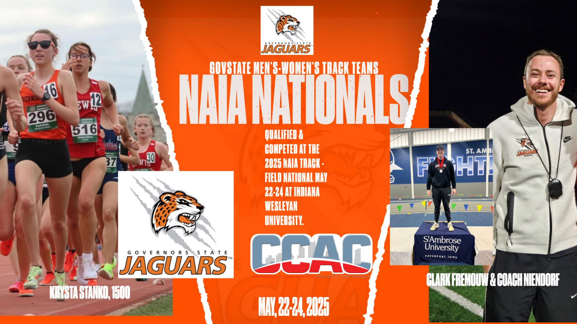GovState Track Stars -Krysta Stanko and Clark Fremouw at NAIA Nationals in Indiana May 22-24