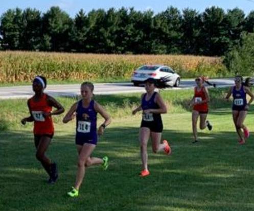 GSU's Priya Knox running in the Midwest Classic in Bourbonnais - she finished third overall in the meet.